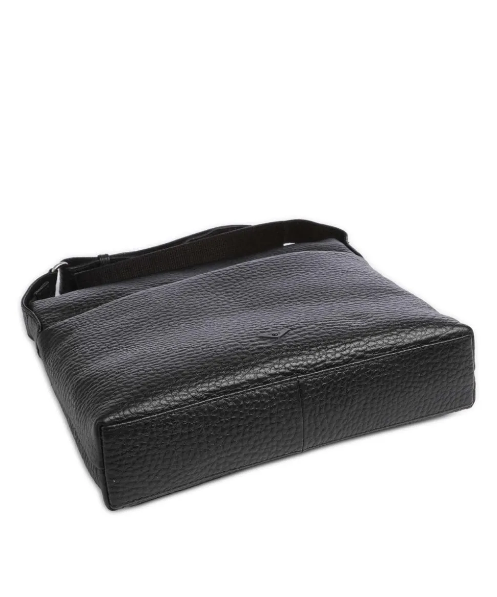 Hirsch Bristol Umhängetasche genarbtes Leder schwarz