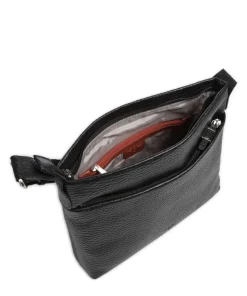 Hirsch Bristol Umhängetasche genarbtes Leder schwarz