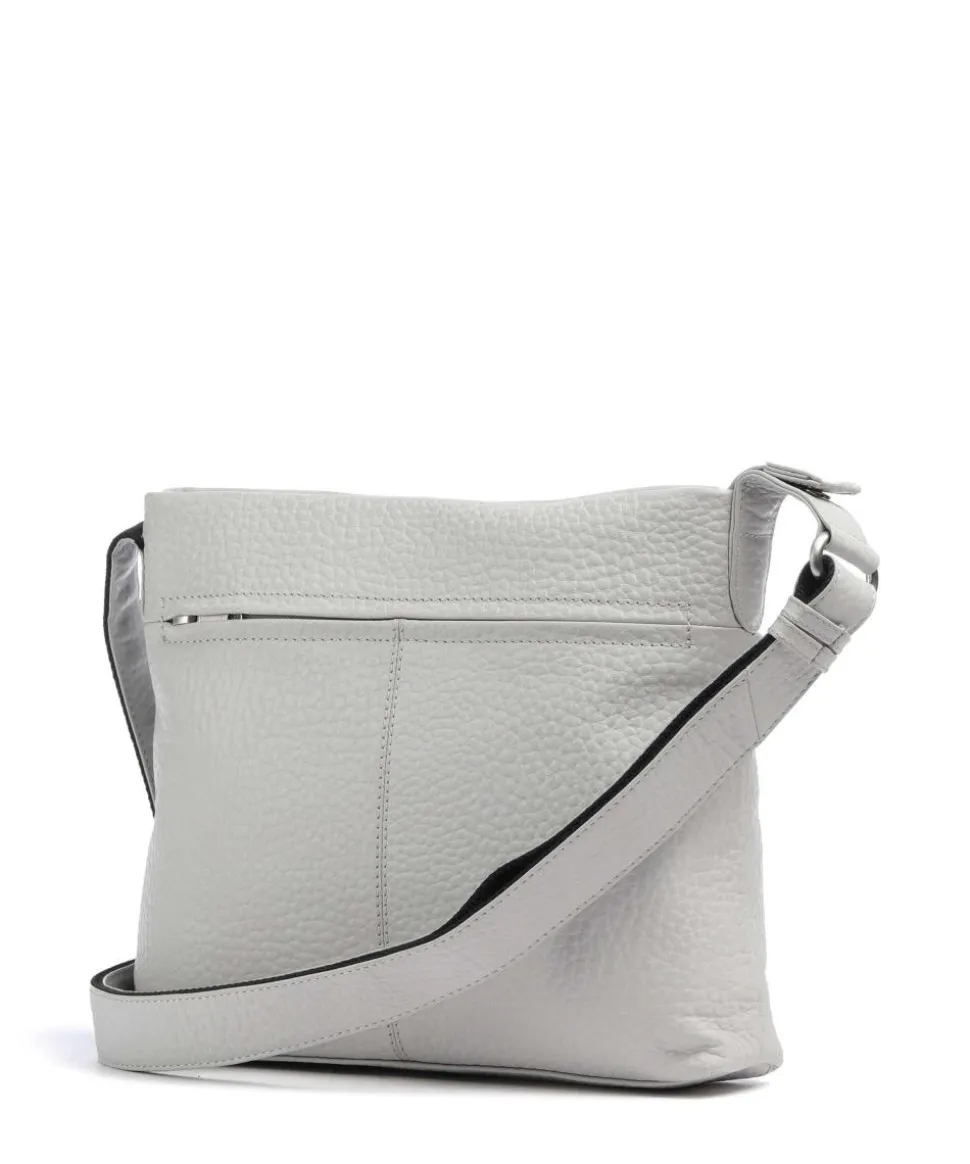 Hirsch Bristol Umhängetasche genarbtes Leder hellgrau