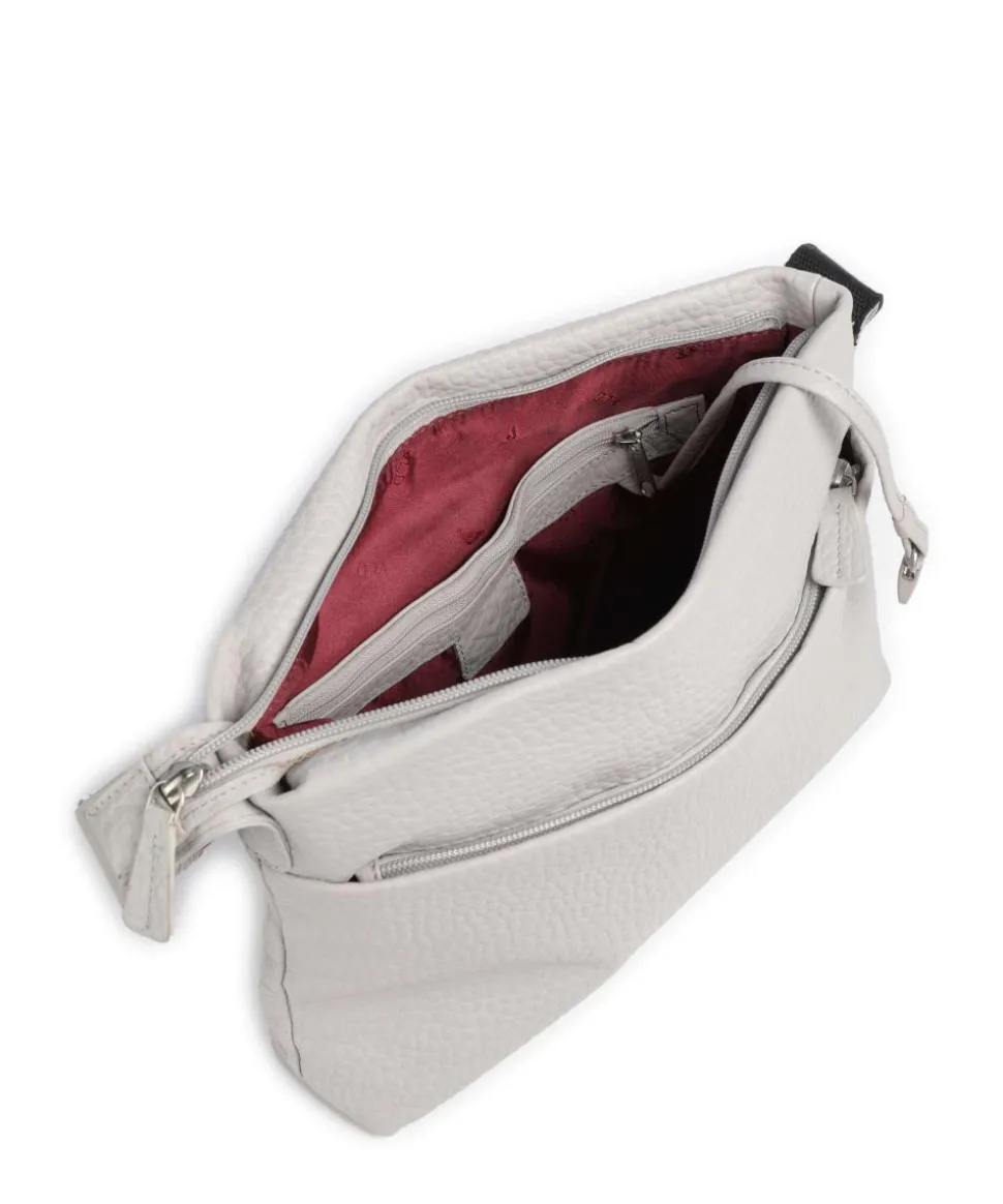 Hirsch Bristol Umhängetasche genarbtes Leder hellgrau