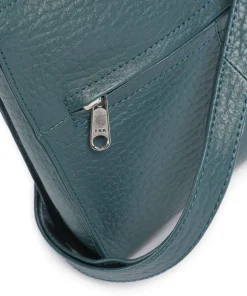 Hirsch Britney Umhängetasche genarbtes Leder petrol