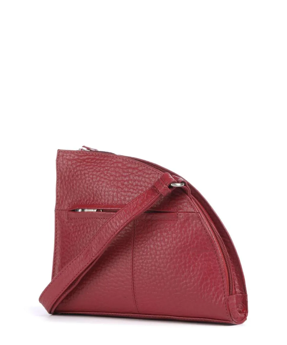 Hirsch Britney Umhängetasche genarbtes Leder dunkelrot