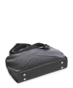Hirsch Fietke Umhängetasche genarbtes Leder schwarz