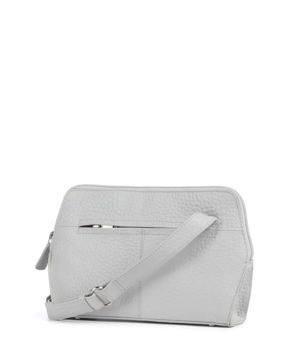 Hirsch Fietke Umhängetasche genarbtes Leder hellgrau