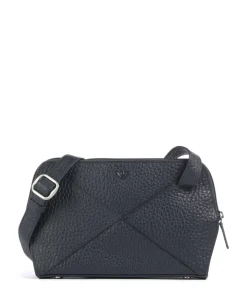 Hirsch Fietke Umhängetasche genarbtes Leder dunkelblau