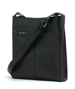 Hirsch Flora Umhängetasche genarbtes Leder schwarz