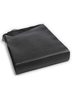 Hirsch Flora Umhängetasche genarbtes Leder schwarz