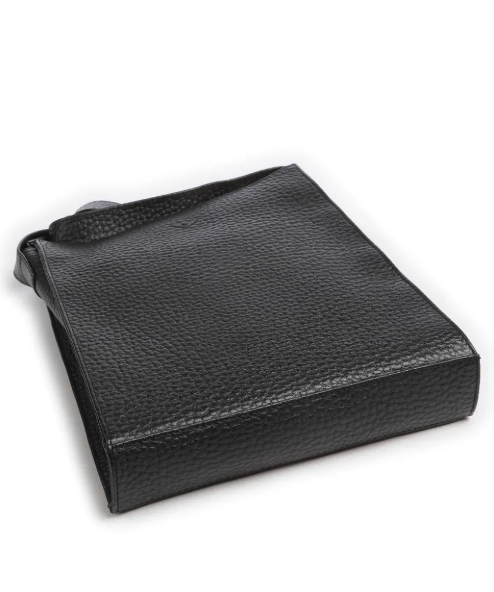 Hirsch Flora Umhängetasche genarbtes Leder schwarz