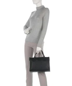 Hirsch Gabrielle Handtasche genarbtes Leder schwarz