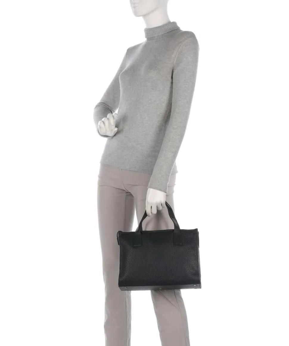 Hirsch Gabrielle Handtasche genarbtes Leder schwarz