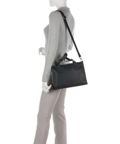 Hirsch Gabrielle Handtasche genarbtes Leder schwarz