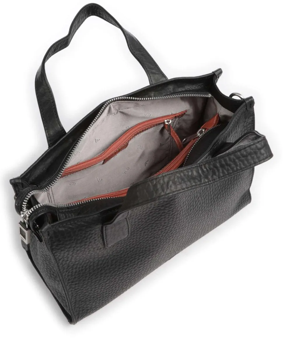 Hirsch Gabrielle Handtasche genarbtes Leder schwarz