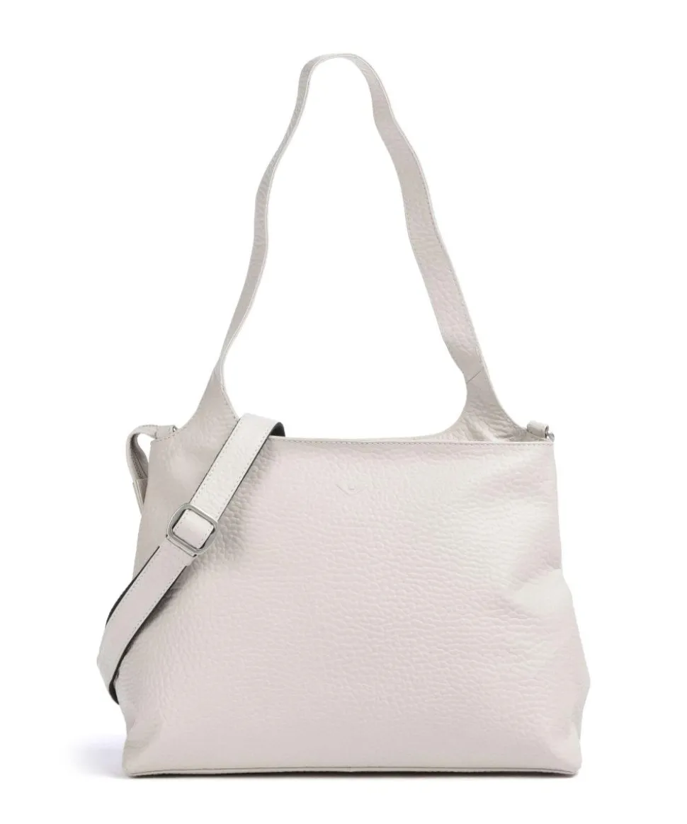 Hirsch Gisela Schultertasche genarbtes Leder creme