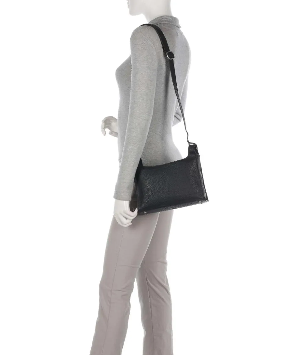 Hirsch Gunilla Umhängetasche genarbtes Leder schwarz