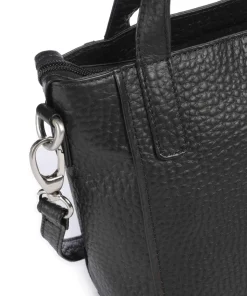 Hirsch Handtasche genarbtes Leder schwarz
