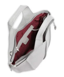 Hirsch Jela Handtasche genarbtes Leder hellgrau