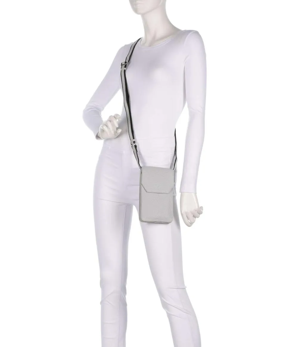 Hirsch Magda Handytasche genarbtes Leder hellgrau
