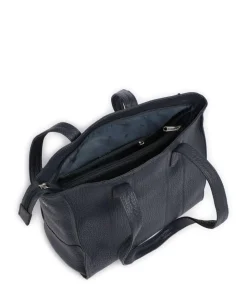 Hirsch Mandira Schultertasche genarbtes Leder graublau