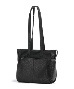 Hirsch Mandira Schultertasche genarbtes Leder schwarz