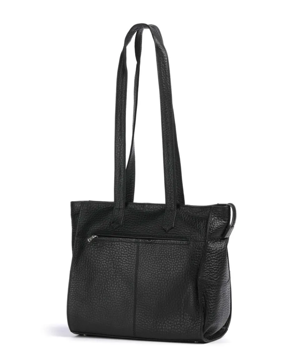 Hirsch Mandira Schultertasche genarbtes Leder schwarz
