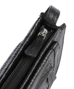 Hirsch Marina Umhängetasche genarbtes Leder schwarz