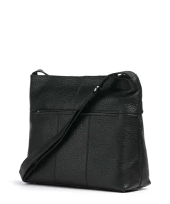 Hirsch Pita Umhängetasche genarbtes Leder schwarz