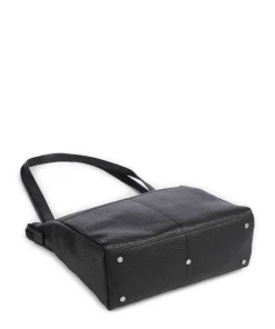 Hirsch Quila Schultertasche genarbtes Leder schwarz