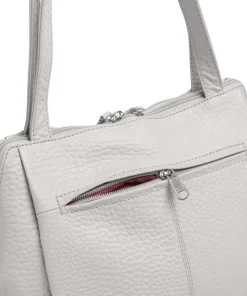 Hirsch Schultertasche genarbtes Leder hellgrau