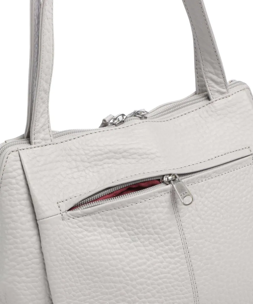 Hirsch Schultertasche genarbtes Leder hellgrau