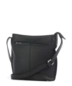 Hirsch Umhängetasche genarbtes Leder schwarz