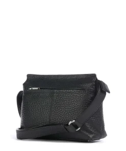 Hirsch Umhängetasche genarbtes Leder schwarz
