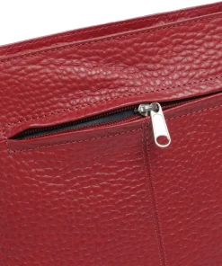 Hirsch Umhängetasche genarbtes Leder dunkelrot