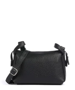 Hirsch Xantia Umhängetasche genarbtes Leder schwarz