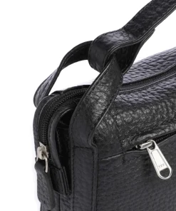 Hirsch Xantia Umhängetasche genarbtes Leder schwarz