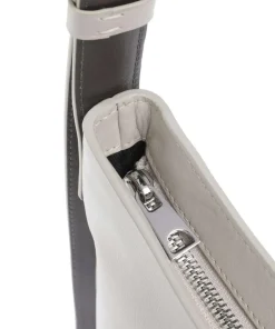 Hispani Beuteltasche fein genarbtes Leder hellgrau