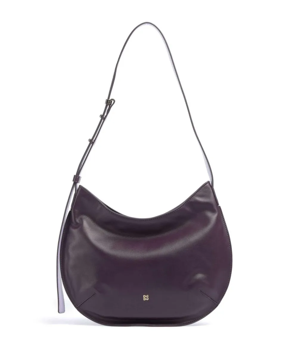 Hispani Beuteltasche fein genarbtes Leder pflaume