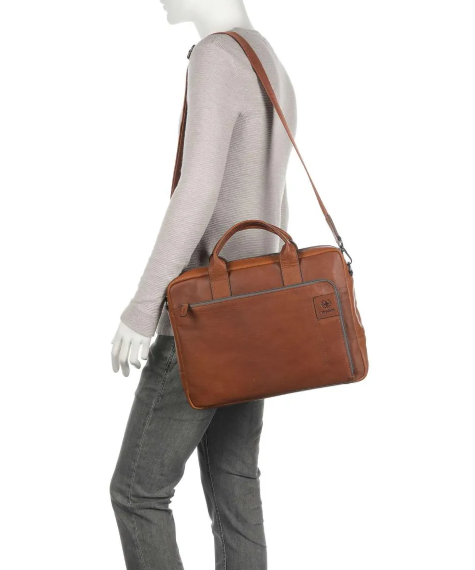 Hyde Aktentasche 15″ genarbtes Leder cognac