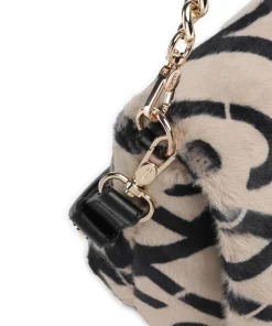 Icon M Schultertasche Kunstfell beige/schwarz