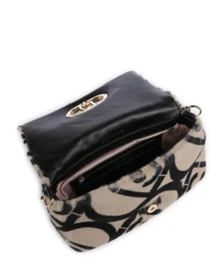 Icon M Schultertasche Kunstfell beige/schwarz