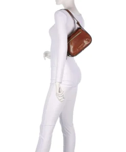 Ingrid Schultertasche fein genarbtes Rindsleder braun