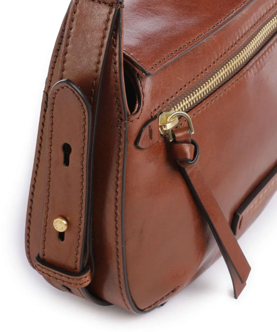 Ingrid Schultertasche fein genarbtes Rindsleder braun