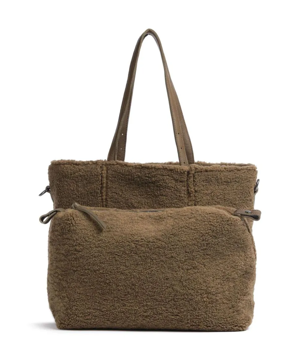 Inside Out Shopper genarbtes Leder olivgrün