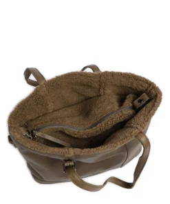 Inside Out Shopper genarbtes Leder olivgrün