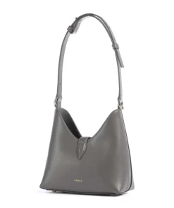 Iride Mini Schultertasche genarbtes Leder dunkelgrau