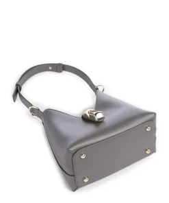 Iride Mini Schultertasche genarbtes Leder dunkelgrau