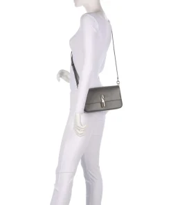 Iride S Umhängetasche genarbtes Leder dunkelgrau