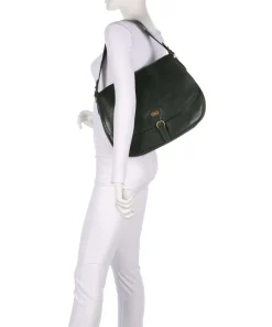 Isadora Schultertasche genarbtes Rindsleder khaki