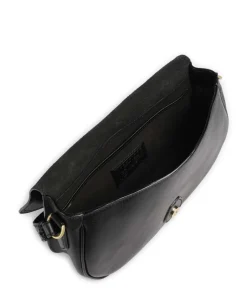 Isadora Schultertasche genarbtes Rindsleder schwarz