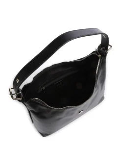 Italian Leather Rio Buckle Beuteltasche fein genarbtes Leder schwarz