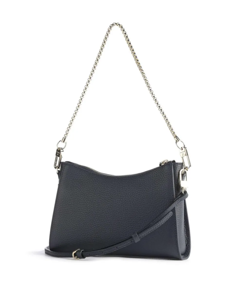 Ivy S Schultertasche genarbtes Rindsleder navy